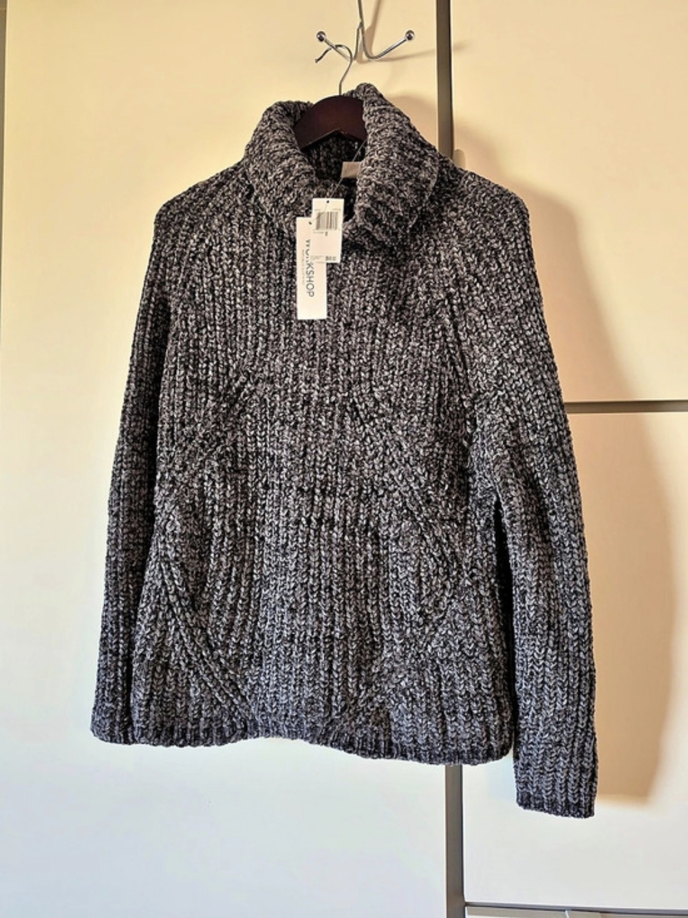 Workshop Republic Clothing Textured Turtleneck Sweater Black & Gray